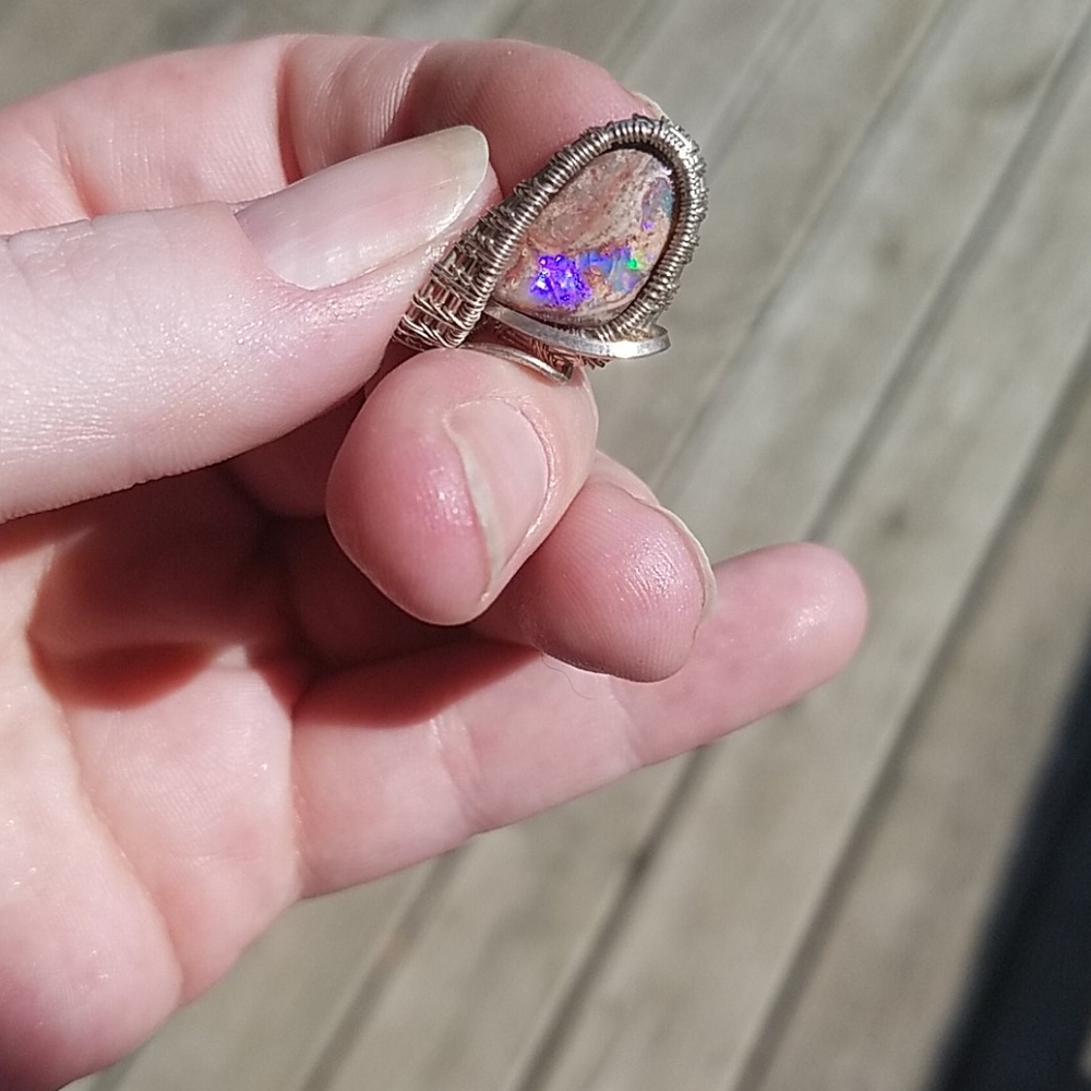 Silver Wrapped boulder opal pendant